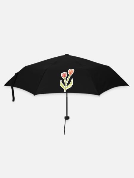 Wasserfarbene Tulpe - Regenschirm (klein) - Schwarz