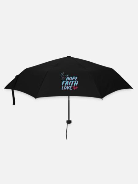 HOPE FAITH LOVE - Regenschirm (klein) - Schwarz