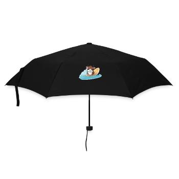 surfende Kuh, Sportliches Tierdesign - Regenschirm (klein) - Schwarz - Vorne