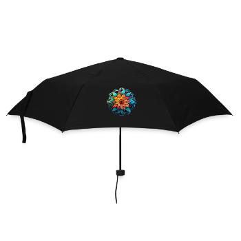 Mandala Lotus - Regenschirm (klein) - Schwarz - Vorne