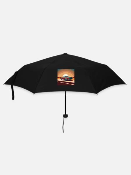 Oldtimer / Auto / Sonnenuntergang - Regenschirm (klein) - Schwarz