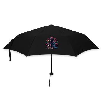 Psychedelischer Rabe mit Pilzen - Regenschirm (klein) - Schwarz - Vorne