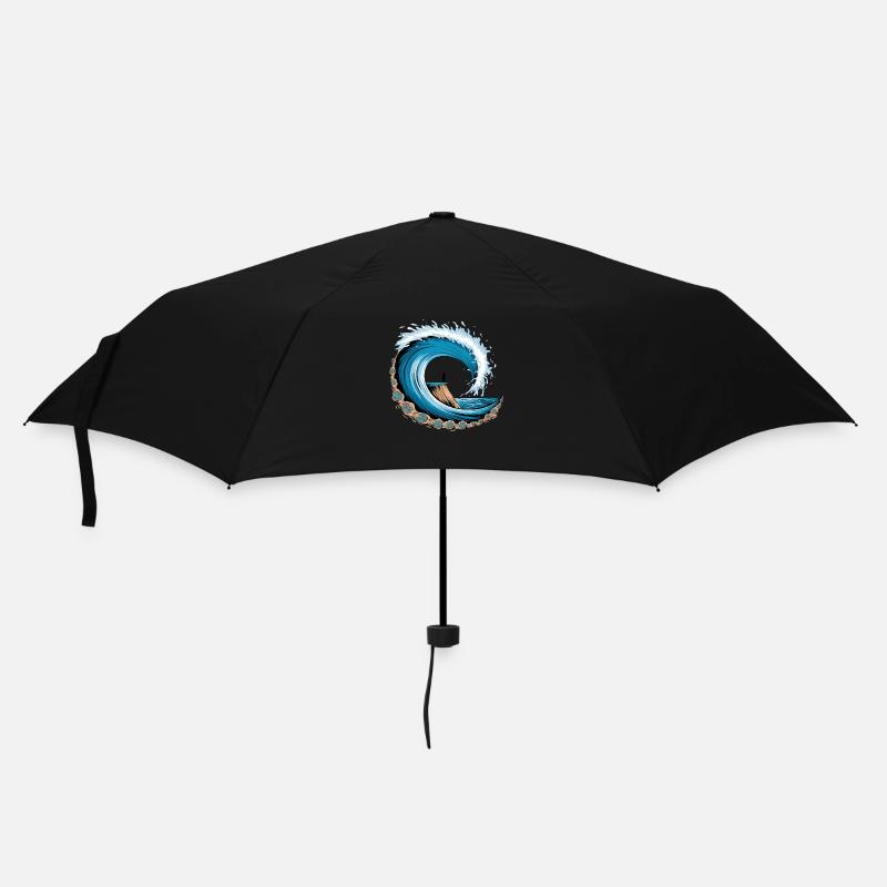 Friedliche Meereswelle mit Surf-Vibes - Regenschirm (klein) - Schwarz