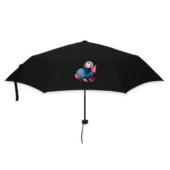 Pig Astronaut on Pig Rocket - Umbrella (small) - black - Front
