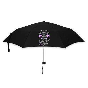 Teacup Schwein Hausschwein Schweinchen Winzig - Regenschirm (klein) - Schwarz - Vorne