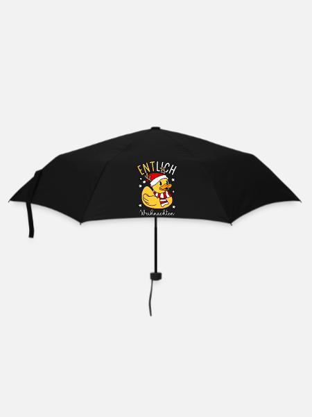Lustige Ente - Gummiente - ENTlich Weihnachten - Regenschirm (klein) - Schwarz