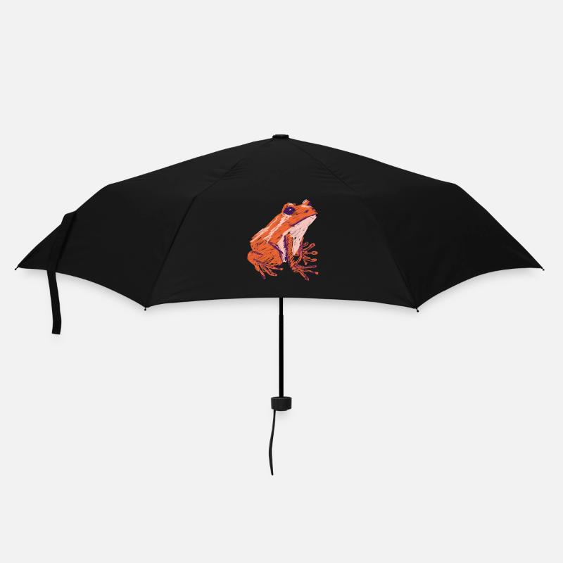 Funny frog tingled drawn orange - Umbrella (small) - black
