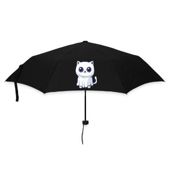 Katze Halloween Comic Geist - Regenschirm (klein) - Schwarz - Vorne