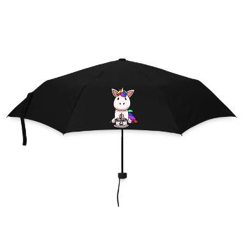 Unicorn Birthday Cake Cake Child - Umbrella (small) - black - Front