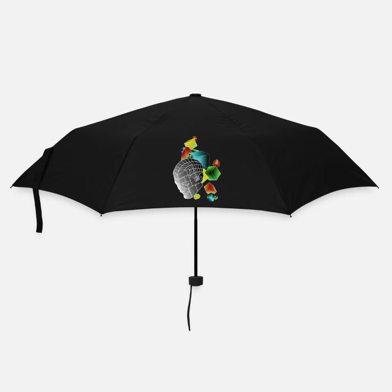 Roboter mit Würfeln bunt - Regenschirm (klein) - Schwarz