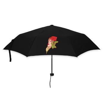 Die Frau und die Rose - Regenschirm (klein) - Schwarz - Vorne