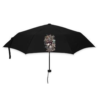 Trippy Steampunk Motif - Man with Crazy Hat - Umbrella (small) - black - Front