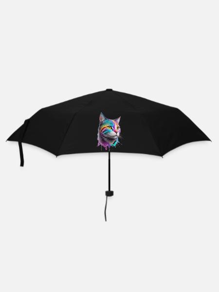 Katze - Regenschirm (klein) - Schwarz