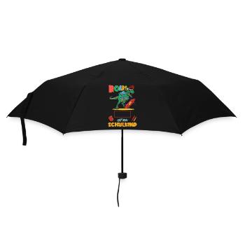 T-Rex Dino Schulkind personalisierbar mit Name - Regenschirm (klein) - Schwarz - Vorne