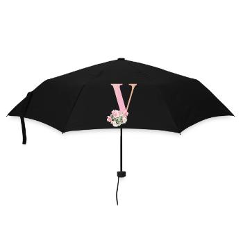Lettre V avec des fleurs - Parapluie standard - noir - Devant
