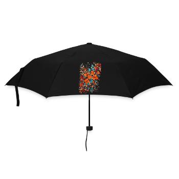Herbst Blumen mit Nüsse - Regenschirm (klein) - Schwarz - Vorne