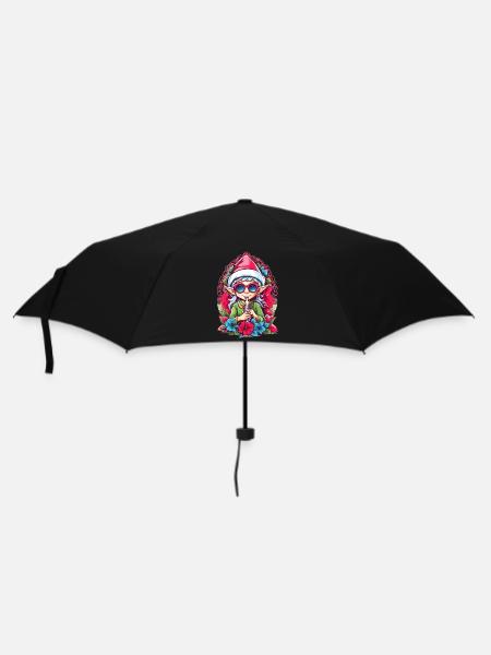 Elfe mit Flöte - Regenschirm (klein) - Schwarz