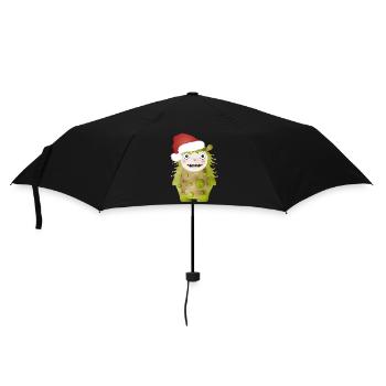 Joyeux monstre vert célébrant Noël - Parapluie standard - noir - Devant