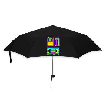 Musik, Retro, Heavy Metal, Hard Rock, Punk, Vinyl, Pop - Regenschirm (klein) - Schwarz - Vorne