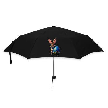 Kleiner Osterhase mit blauem Osterei - Regenschirm (klein) - Schwarz - Vorne
