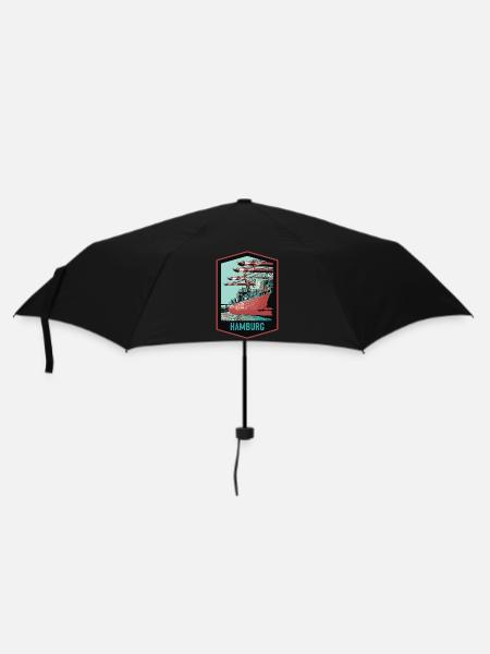 Hamburger Hafen und seine Schiffe - Regenschirm (klein) - Schwarz