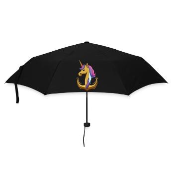 einhorn anker - Regenschirm (klein) - Schwarz - Vorne