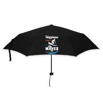 Happiness Comes In Waves Surfing - Regenschirm (klein) - Schwarz - Vorne