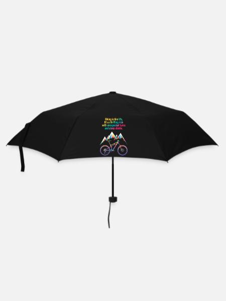 Lebendiges Mountainbike-Zitat-Design - Regenschirm (klein) - Schwarz