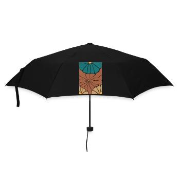 Boho Flora Blumen - Regenschirm (klein) - Schwarz - Vorne