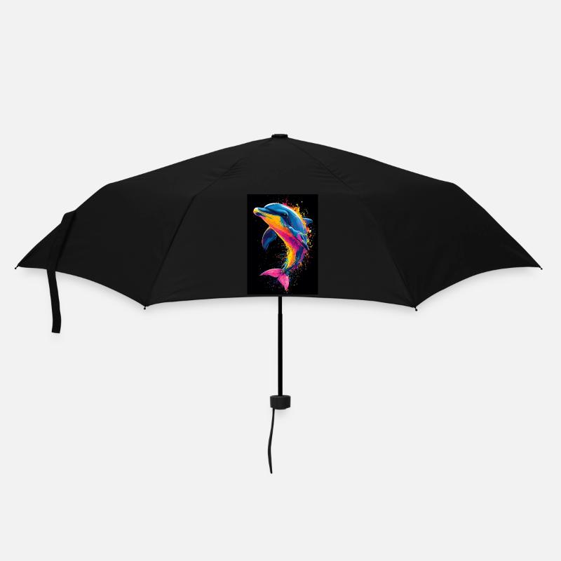 Delfin Pop Art Bunt - Regenschirm (klein) - Schwarz