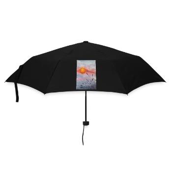 Sunset Over Meadow Wildflowers Grass Wheat - Umbrella (small) - black - Front