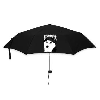Black and white Husky portrait on textile - Umbrella (small) - black - Front