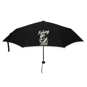 Fishing makes me happy - Regenschirm (klein) - Schwarz - Vorne