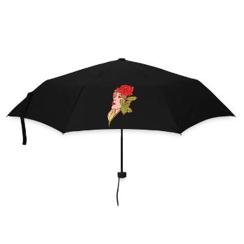 Die junge Frau und die Rose - Regenschirm (klein) - Schwarz - Vorne