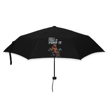 Powerbär im Fitness-Look - Regenschirm (klein) - Schwarz - Vorne