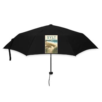 Sylt Germany | Vintage Beach Travel Poster - Regenschirm (klein) - Schwarz - Vorne