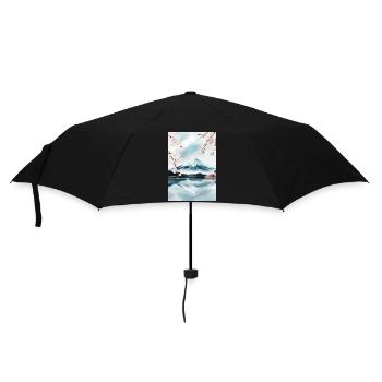 Mont Fuji et cerisiers en fleurs - Parapluie standard - noir - Devant