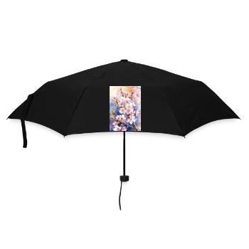 Aquarellfarben pastellfarbene Kirschblüten - Regenschirm (klein) - Schwarz - Vorne
