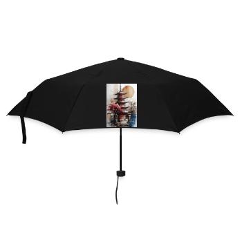 Pagode Aquarelle Zen Soleil - Parapluie standard - noir - Devant