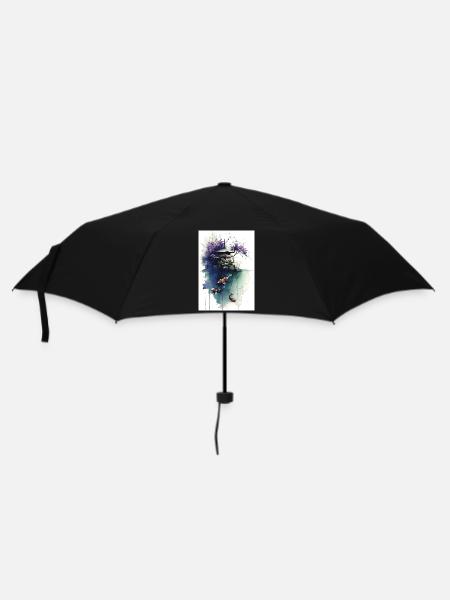 Aquarell-Koi und Kirschpagode - Regenschirm (klein) - Schwarz