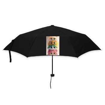 Stacked Rainbow Plush Cats - Umbrella (small) - black - Front
