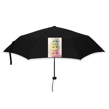 Pastel Cat in Rainbow Pile - Umbrella (small) - black - Front