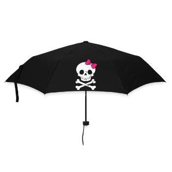 Cute skull with pink bow - Umbrella (small) - black - Front