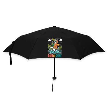 Rain or Shine – Fröhliches Lama im Regen - Regenschirm (klein) - Schwarz - Vorne