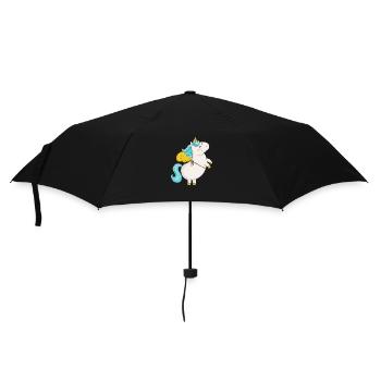 Fliegendes Comic Einhorn - Regenschirm (klein) - Schwarz - Vorne