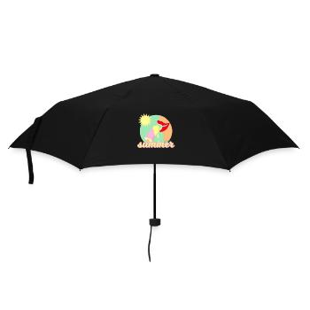 Sommer, Sonne, Eis - rote Lippen essen ein Eis - Regenschirm (klein) - Schwarz - Vorne