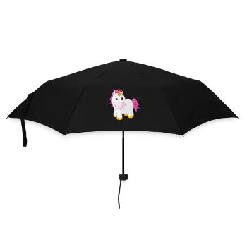Licorne rose dessin animé heureux - Parapluie standard - noir - Devant