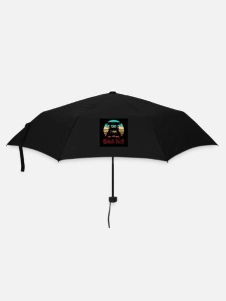 Retro Sunset Glück Auf! Vintage Bergbau Logo Zeche - Regenschirm (klein) - Schwarz