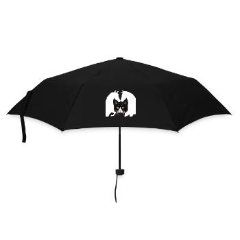 Pferd Katze Katzen und Pferdeliebhaber Geschenk - Regenschirm (klein) - Schwarz - Vorne