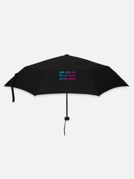 Liebe Lache Lebe lustiger Spruch - Regenschirm (klein) - Schwarz